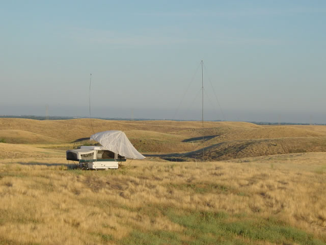 camper with antenna masts