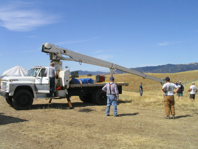 setting up antennas on the crane truck